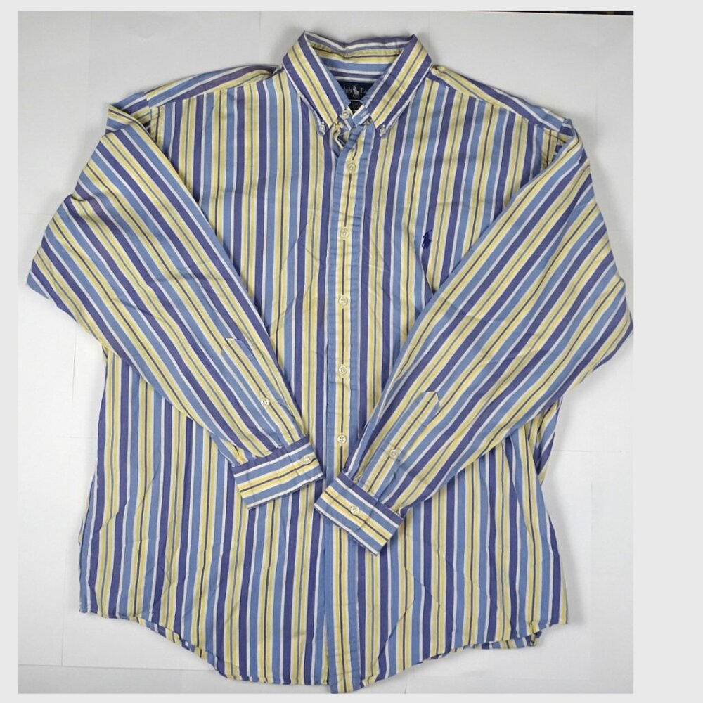 Ralph Lauren Size L Blake Long Sleeve Button Down Men's Dress Shirt with Stripes